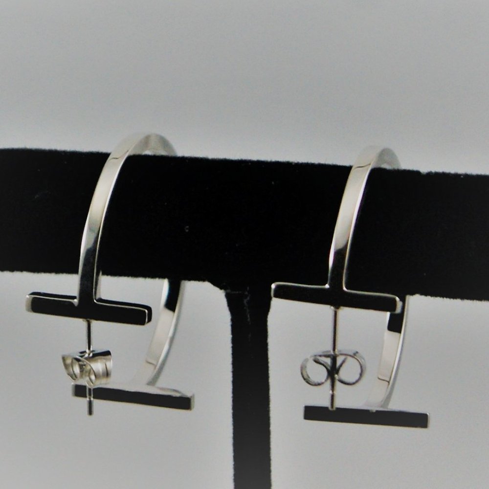 Cut Hoop Earrings | Silver - New! - Picture 2 of 4